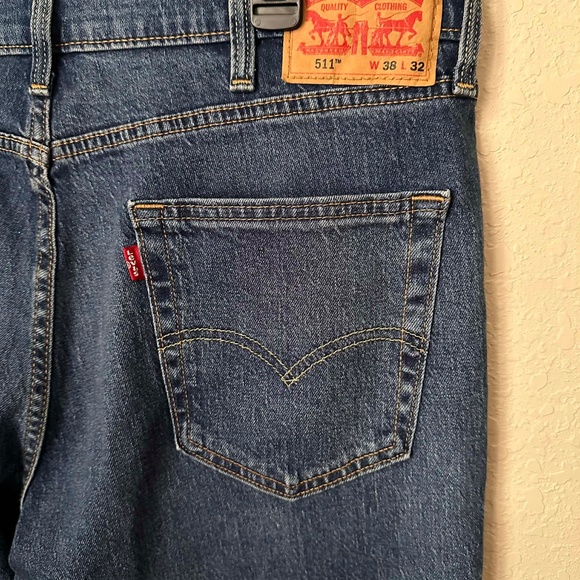 Levi's 511 Slim Stretch Jeans Men's W38 L32 Dark Wash Denim New With Tag - Picture 3 of 6